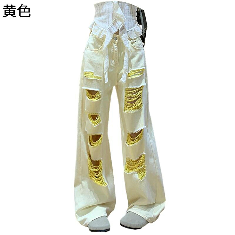 ダメージ加工 デニムパンツ ロングパンツ レディース 原宿系 y2k ジーパン お洒落 カジュアル アメカジ ストリート ストレート ジーンズ カーゴパンツ ゆったり オシャレ 街着 外出 デイリー