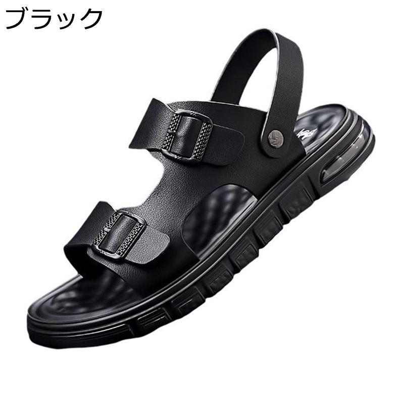 メンズ サンダル 砂浜 本革 かかと付き添い人 2way 胴締め飾り付け 牛皮 外履き なめし革 生やさしい コンフォート 走れる 蒸れない 滑りにくい １番ウッドサンダル コンフォート 教え子 成人男性用 通い通学 海岸地帯 デイリー メンズ靴-靴