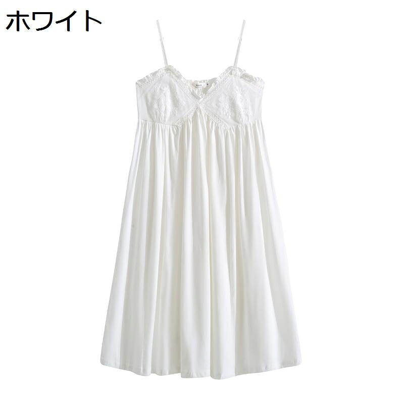 パジャマ キャミワンピース 綿 レース ネグリジェ ルームウェア レディース 夏用 無袖 ゆったり 姫系 かわいい 薄手 通気性 吸湿性 家着 肌触り 快適 おしゃれ 寝心地の良い ホテル 旅行