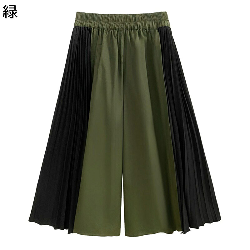 ガウチョパンツ キュロットスカート パッチワーク レディース ワイドパンツ ミモレ丈 Aライン スカーチョ スカンツ 体型カバー 着痩せ ゆったり レトロ 膝下丈 外出 デート 通勤 街着 春 夏