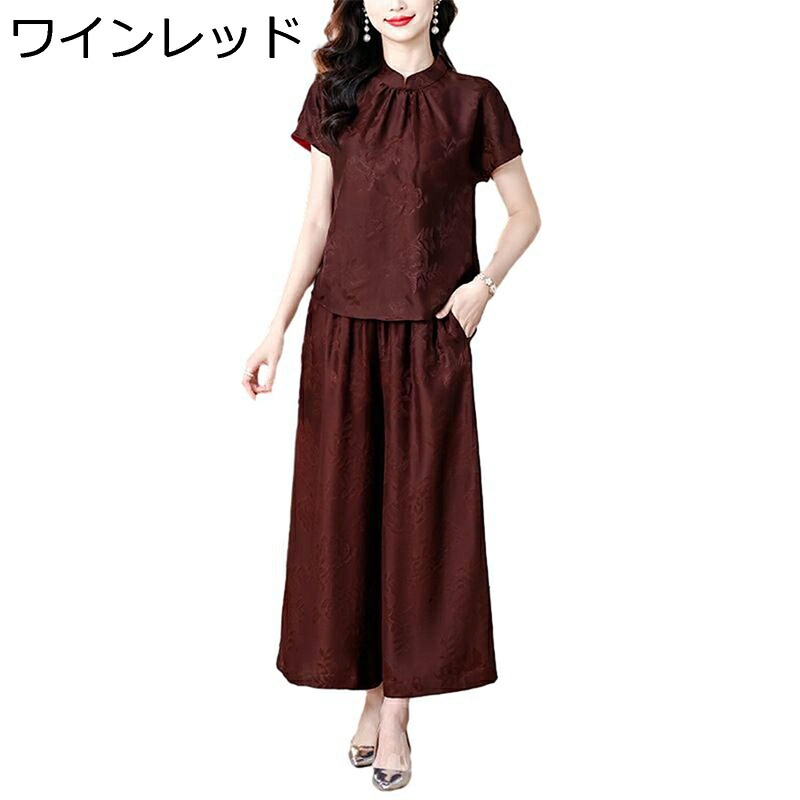 シャツ 高齢者 レディース 女性 夏着 2点セット トップス+ズボン 半袖 花柄 カットソー 祖母 お年寄り Tシャツ ワイドパンツ ゆったり 通気性 カジュアル 50代 60代 大きいサイズ 婦人服 母の日