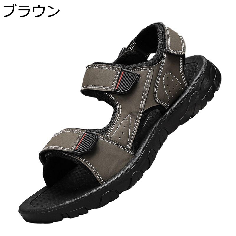 サンダル マジックテープ メンズ 24.5-28.5cm ストラップ ビーチサンダル ドライビングシューズ 履き心地 丈夫 通気 快適 軽量 水陸両用 春夏 秋 ファッション 男性用 アウトドア 通勤 キャンプ スニーカー