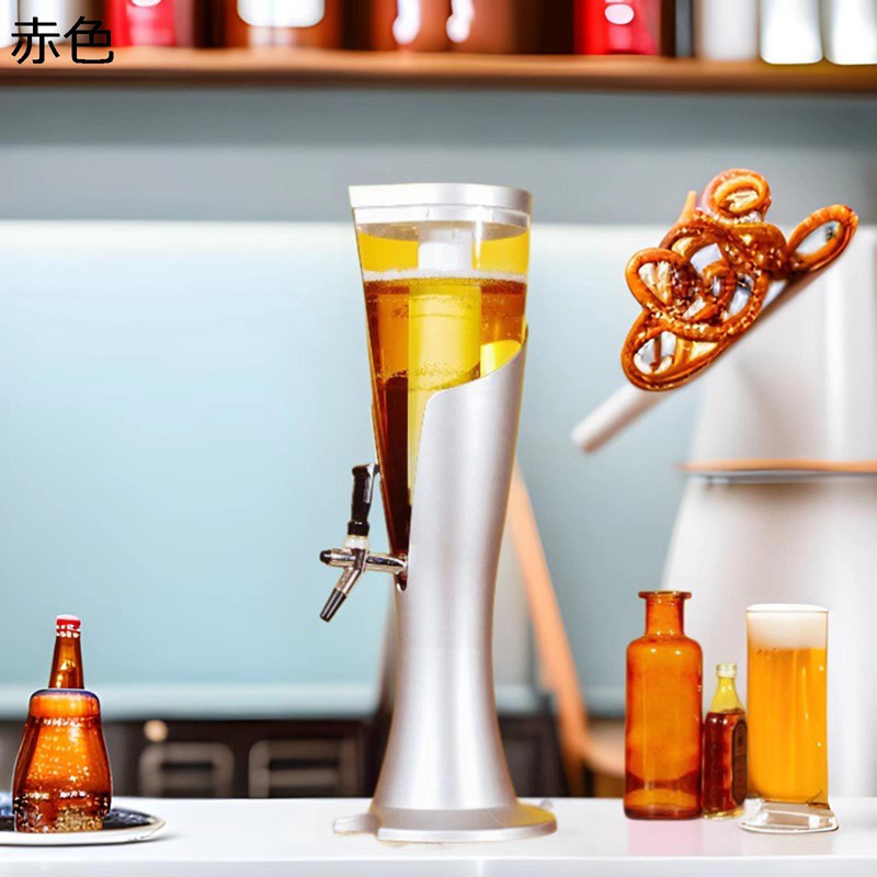 酒ディスペンサー ビールサーバー ビアサーバー ピッチャー 大容量 アイスチューブ付き ビールタワーディスペンサー ドリンクボトル LEDライト 漏れ防止 ウイスキー 飲料 ワイン ビール対応|FUKUOKA ストアサービス