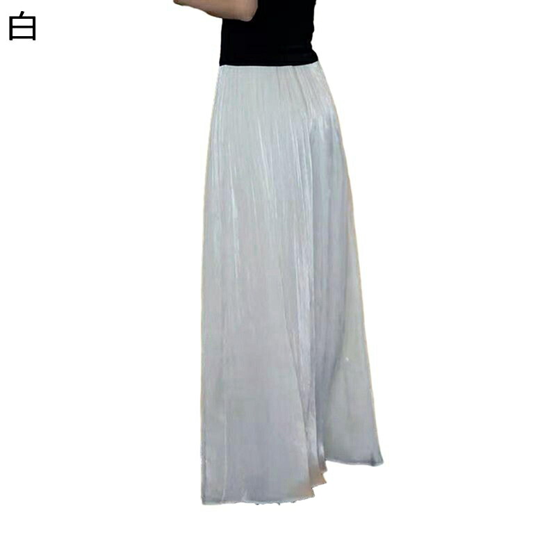 キュロットスカート ガウチョパンツ アイスシルク レディース 光沢感 ワイドパンツ ロング丈 落ち感 ファッション スカーチョ スカンツ 春 夏 ゆったり 体型カバー 通気性 フェミニン エレガント