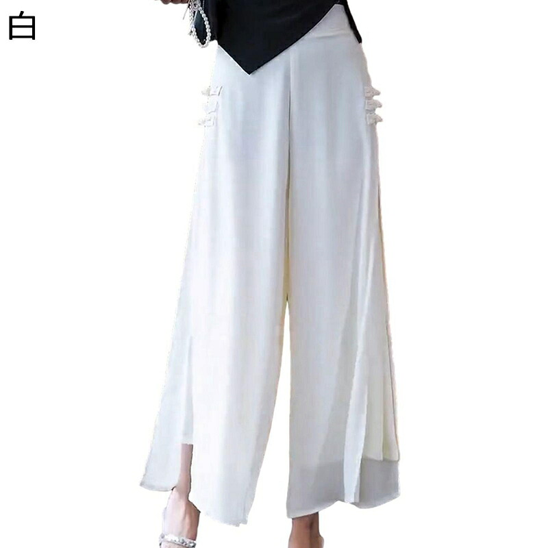 ワイドパンツ キュロット レディース ゆったり シフォン 透け感 裏地あり スカーチョ 体型カバー ロング ガウチョパンツ エレガント ハイウエスト 着痩せ 美脚 夏服 ショッピング 通勤 日常