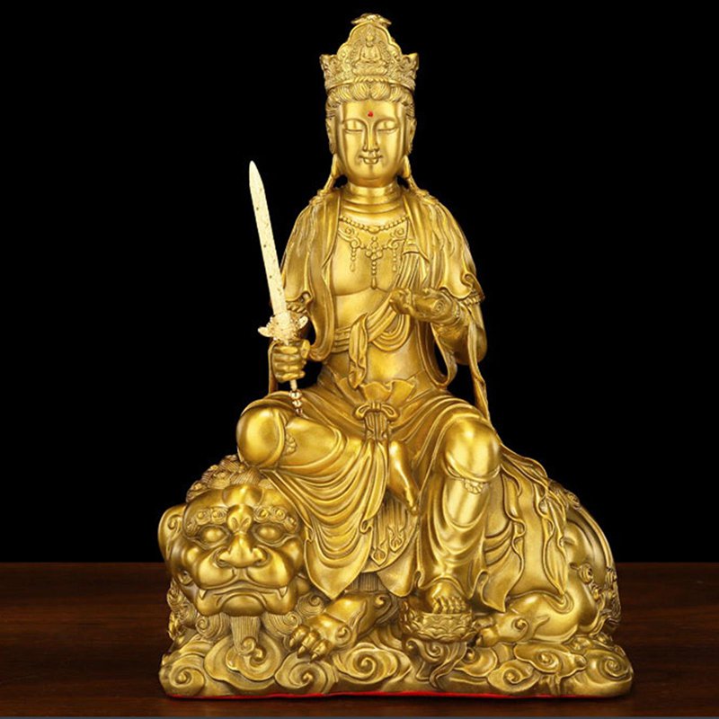 十二支守り本尊 文殊菩薩 普賢菩薩 仏壇仏像 金管楽器製 風水グッズ 座像 飾り付け 縁起物 芸術品 意地悪さ除け 厄除け 開運グッズ 巡り合わせ引きあげる 富と仕合わせ 仕合わせ 御役目運 祈とう 子守女 差し上げ物 喜び事 祝する日 ガーデンオーナメント・置物-エクステリア・ガーデンファニチャー