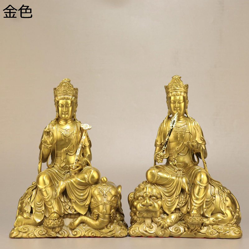 文殊菩薩 普賢菩薩 仏壇仏像 セット 真鍮製 風水グッズ 座像 置物 縁起物 工芸品 邪気除け 厄除け 開運グッズ 運気アップ 富と幸運 福運 仕事運 祈願 お守り プレゼント お祝い 記念日 18,194円