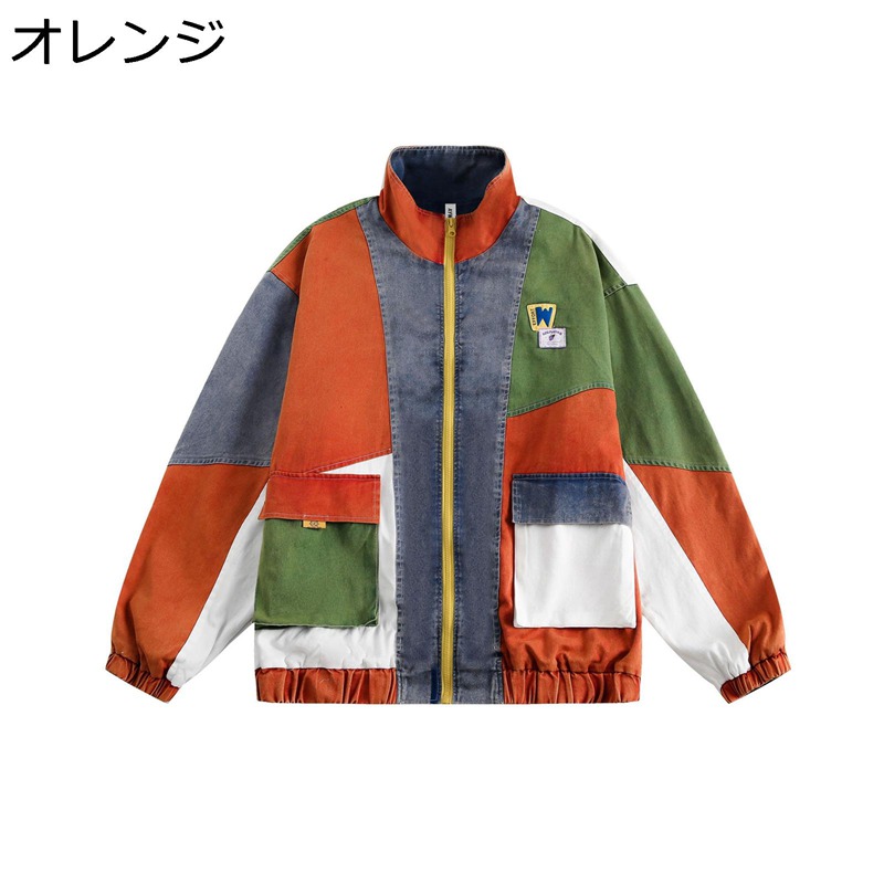 山岳上衣 メンズ ミリタリー上衣 パッチワーク 立ち襟 ジーンズ gジャン 防風 防寒 アウター 長袖 上衣 軽さ 成年者 ジップ 男女兼用 今めかしい 山登り 難民キャンプ 春 秋