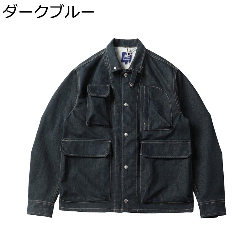 デニムジャケット 長袖 gジャン 春秋服 メンズ 折り襟 ミリタリージャケット マルチポケット 防水 防寒防風 快適 柔らかい ゆったり かっこいい 耐磨耗 ビンテージ 通勤 登山 キャンプ カジュアル