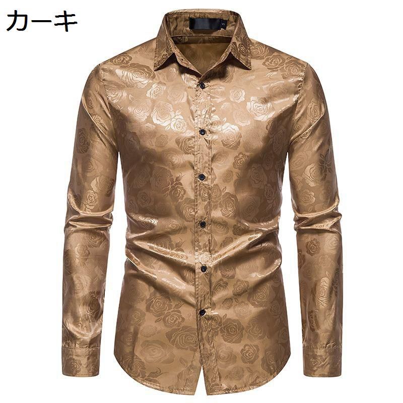 シャツ ローズ プリント 長袖 カジュアルシャツ スリムフィット 前開き カーディガン ファッション 春夏秋 ボタンダウン 通気性 若者 日常着用 トラベル お出掛け オフィス