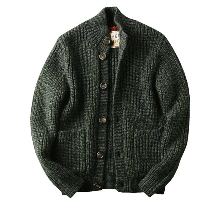 100%羊毛 編み物 メンズ ジレー 長袖 秋冬 朦々たる カシミヤ触れ合う 生あたたかい 防寒 防寒性 防風 保温 立ち襟 トップス 心地よい ゆったり 気が大きい大きさ 前食い違い スウェーター 厚地の外套 厚地の外套