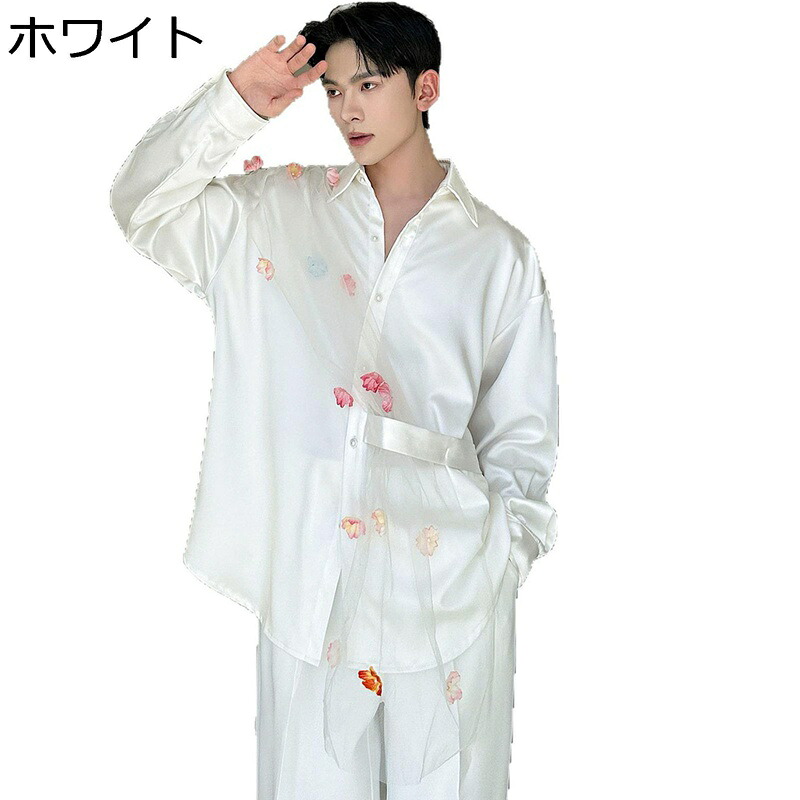 ボタンダウンシャツ メンズ 長袖 メッシュ ファッション シャツ ゆったり おしゃれ ヴィンテージ 花柄 カッコイイ カジュアル 夏服 スタリスト お出掛け トラベル 日常着用 ストリート