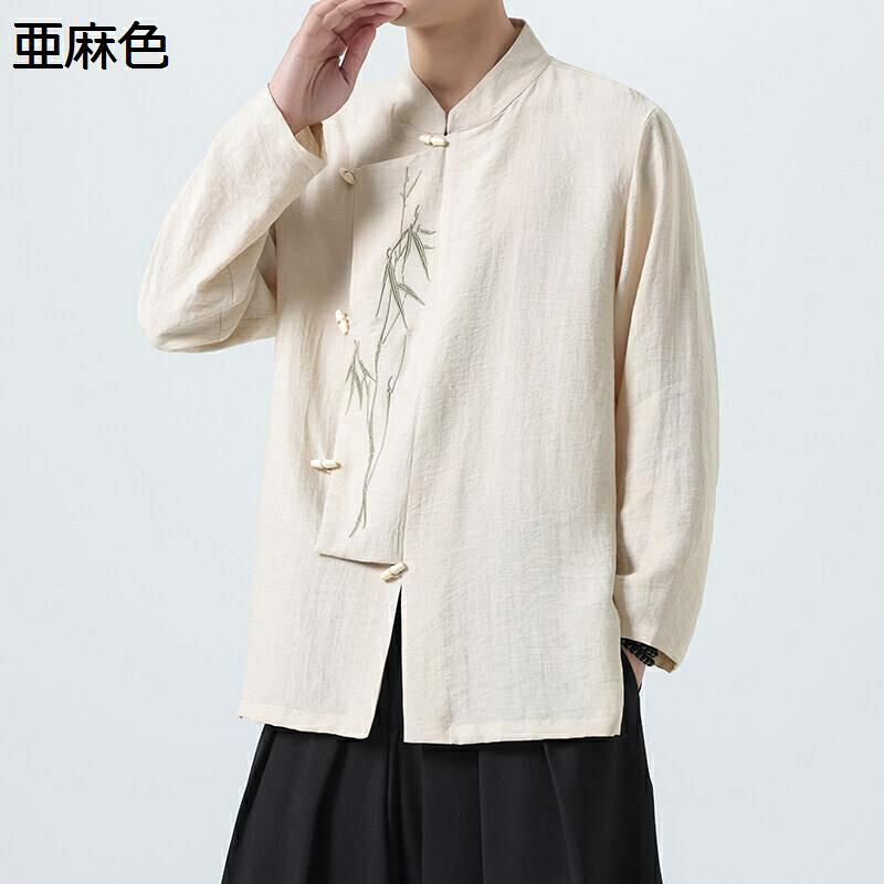 唐装 漢服 メンズ レディース チャイナシャツ 中華風 竹柄 刺繍 大きいサイズ カジュアル 通気性 吸汗速乾 汗染み防止 前開き 男女兼用 トップス 耐久性 春秋服 お出掛け 日常着用