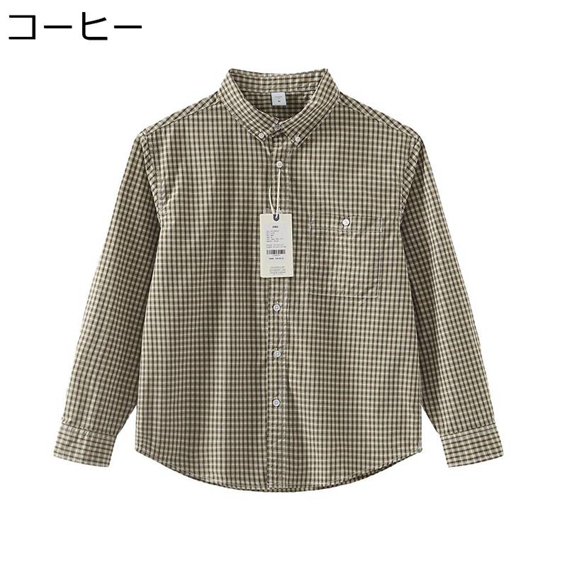 シャツ メンズ 長袖 チェック柄 春服 秋服 格子 コットン100% 胸ポケット カジュアルトップス ビジネス オーバーサイズ 日系 クラシック 透湿 上着 普段着 お出掛け 散歩 スクール ワークウェア