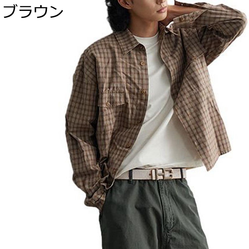 長袖シャツ メンズ チェックシャツ 襟付きシャツ 春秋アウター 格子 ボタンダウン リラックスフィット カジュアル 薄手 吸汗透湿 軽量 肌触り 柄シャツ 男性 ワークウェア 通勤 通学 散歩