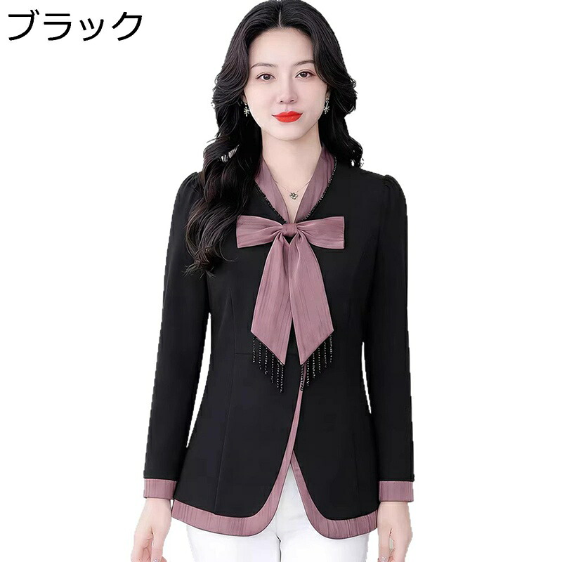 レディースプルオーバー 長袖 トップ 背広 春服 流行り物 シュロの葉付き添い人 今めかしい 窈窕たる 着痩せ 馬鹿でかい大きさ ゆったり フォーマル パステル色の アウター 通い 御役目 入社式 祝する日
