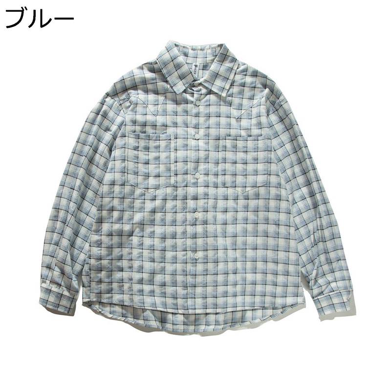 開襟シャツ シャツジャケット チェック柄 メンズ アメカジ ヴィンテージ 長袖 カジュアル 通年 ボタンダウン 形態安定 速乾 汗染み防止 防皺 ビッグシルエット レトロ 韓国風 ファッション