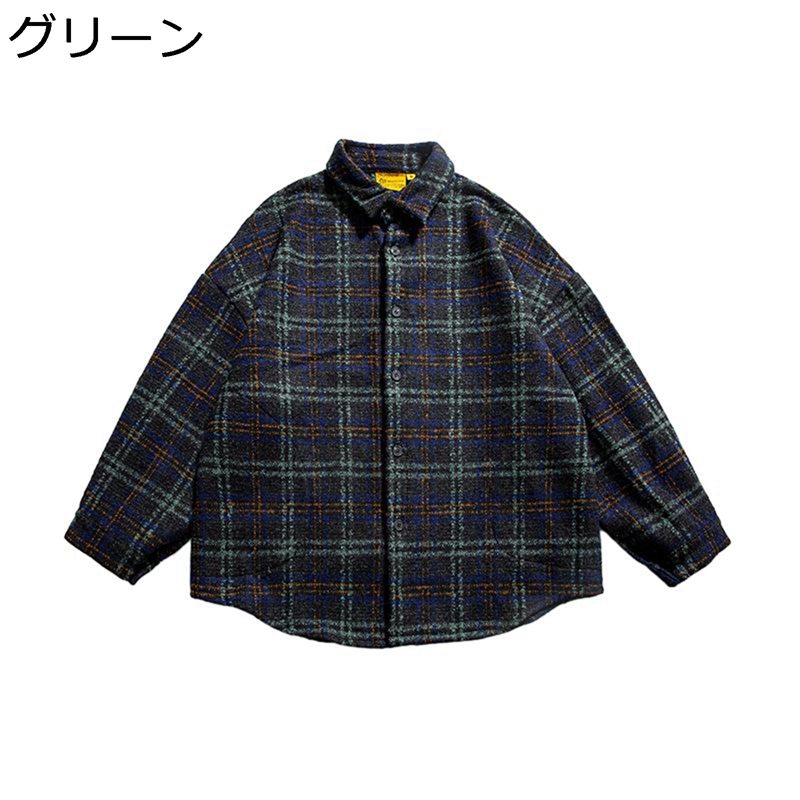 シャツジャケット チェック柄 メンズ アメカジ ヴィンテージ カジュアル 長袖シャツ 開襟 厚手 柔らかい 通気 サラサラ ビッグサイズ ベーシック ストリート系 おしゃれ 男女通用 通年 春秋冬服