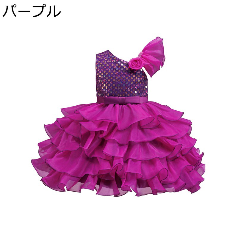 ティアードワンピース 子供 無袖 アシンメトリー スパンコール 春夏着 チュール ベビードレス 薄い 広裾 日常 ふわふわ ガールズ 小学生 発表会 ウェディング フォーマル 入学式 演奏会 七五三