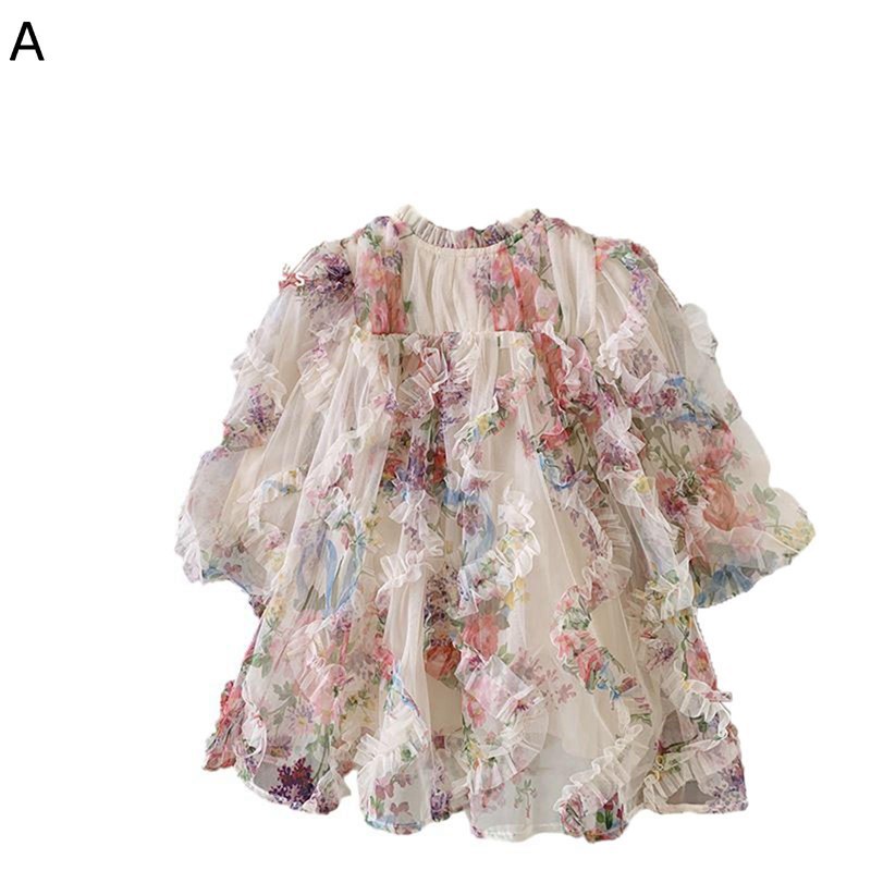 チュールワンピース 子ども 総柄 花柄 フリル 春服 長袖 女の子 キッズ かわいい 夏服 花刺繍 チュール 小学生 ジュニア 薄手 便利 日常 発表会 結婚式 セレモニードレス 七五三 プレゼント 記念日 お祝い