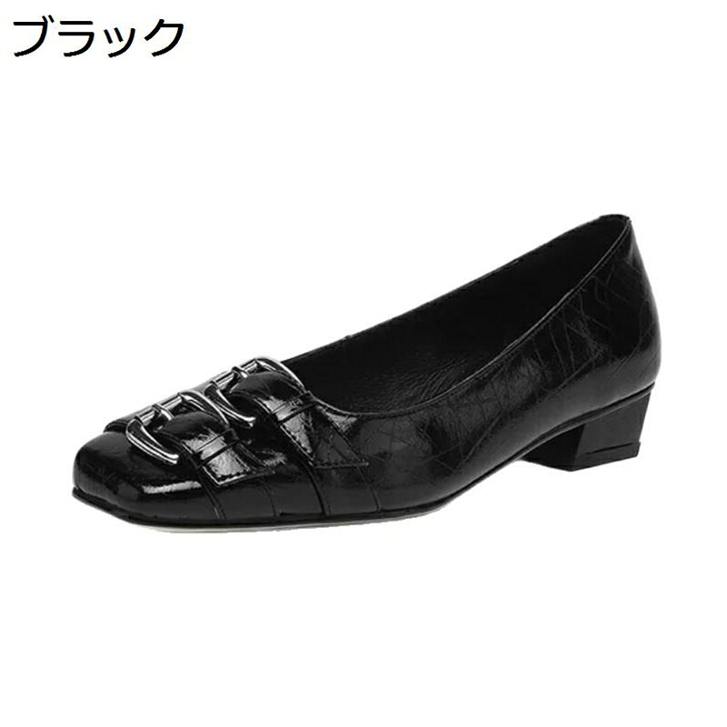 パンプス スクエアトウ レディース ダブルストラップ バレエシューズ ローヒール 大きめ 防滑 スムース 衝撃吸収 低反発 コーデ 韓国風 アウトドア 運転 外出 歩行 ウォーキング 普段 女性用 春靴