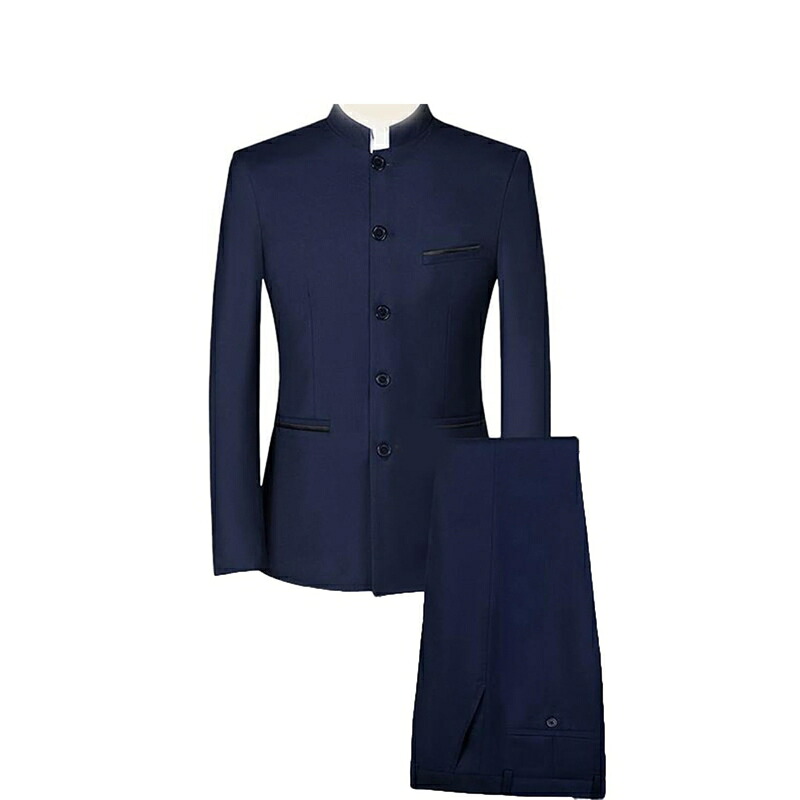 中山服 メンズ 作業着 長袖 上下セット 春秋服 唐装 チャイナ風 スタンドカラー 細身 柔らかい フォーマル ボタンダウン ファッション 結婚式 ビジネス 青年 宴会 日常着用 オフィス