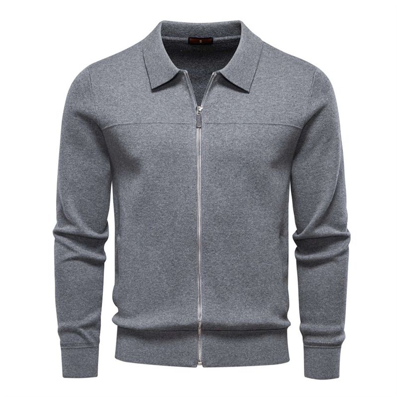 春秋服 綿100% ビジネスカーディガン メンズ 折襟 ファスナー付き ラペル ニット ジッパーセーター 長袖 ジップアップジャケット コート 着痩せ ハンサム 防風 保温 オーバーサイズ ブルゾン