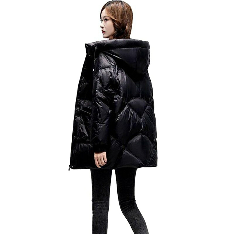 レディース ダウンジャケット ダウンコート 冬服 フード ポケット コート 中綿 暖かい 保温 防寒 アウトドア ジップアップ カジュアル ゆったり ファッション 無地 着痩せ 通勤 通学 大きいサイ