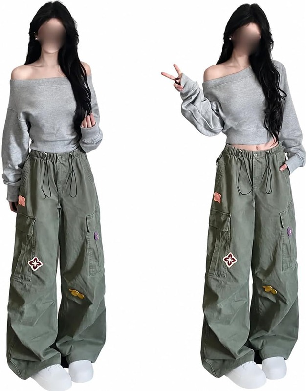 カーゴパンツ レディース 広広としたズボン下 ゆったり 刺しゅう入り口・入口 表どおり系 体型取りまかなう 酉の方角予防医学 心地よい ロング丈 ズボン 点火装置薄墨色