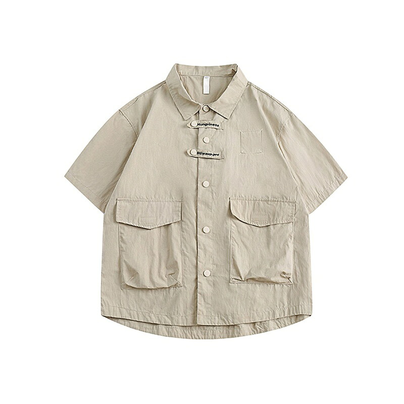 カーゴシャツ メンズ 半袖 細工物プルオーバー 心地よい 夏 ひな形性 レギュラー色つや 春服 夏服 薄っぺら 綿 軽さ 通気 ビッグ影ぼうし コンフォート 耐久性 御洒落 流行り ヴィンテージ 男女兼用