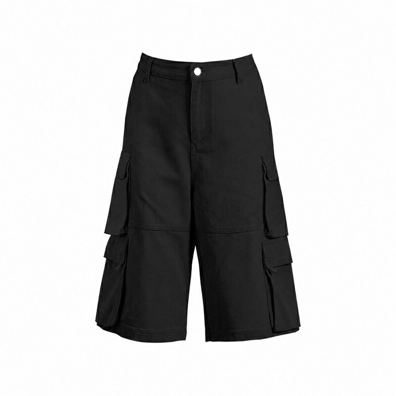 カーゴパンツ メンズ 二分の一ズボン下 七分丈 細工物 広広とした ゆったり ミリタリー クロップド 綿織物１００％ ヘビーウェイト ツイル 心地好い 多隠し 太め 表どおり アウトドア 夏