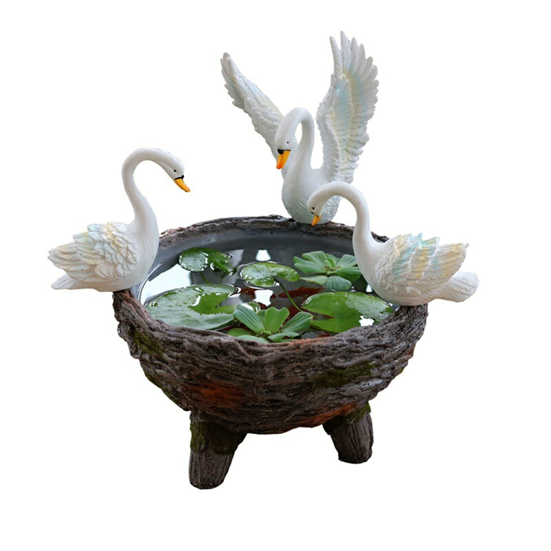 本物そっくり 合鴨飾りつけ 穴なし 鉢 合鴨 鵠 白鳥 マイクロランドスケープ 飾りつけ 大型 多肉植物 室内装飾 園芸かざり付ける 庭に置く 庭園オブジェ ガーデンオーナメント かざり付けるプランター 公