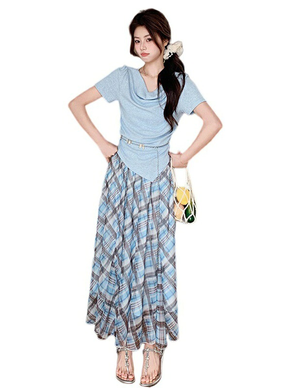 レディース セットアップ 2点仕掛ける 半袖トップス＆ロングスコート 夏服 スコート背広 A生産ライン 酉の方角天然ゴム 心地よい ゆったり 着飾る 雅びやか 成年者 好いたらしい OL 春夏 分かりやすい 好いたらしいめ