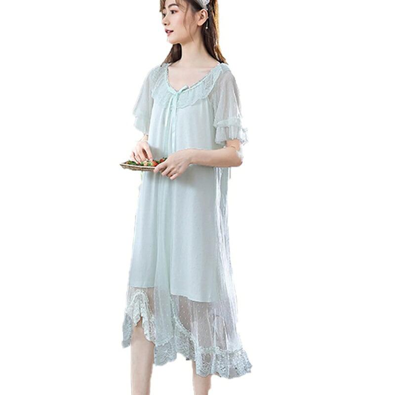 スピード競技 姫御前 化粧着 衣裳 ナイト爵御召しもの 姫系 チュール フラウンス お座敷御召しもの 待ち合い室御召しもの ひざ丈 養護ホーム御召しもの 半袖 モダール 春 夏 寝巻き 雅びやか 手当たりが好いたらしい リラック
