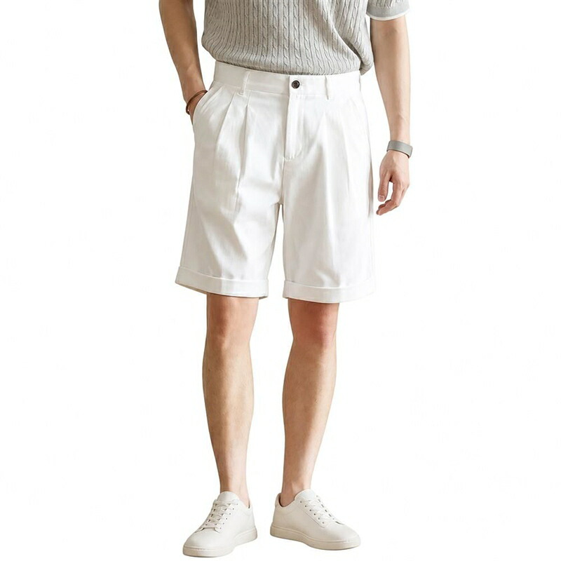 メンズ タックショートパンツ センタープレス 吸湿速乾 接触冷感 夏用 ハーフパンツ 大人 カジュアル きれいめ 涼しい 通気性 5分丈 五分丈 普段着 旅行｜FUKUOKA ストアサービス 7,473円