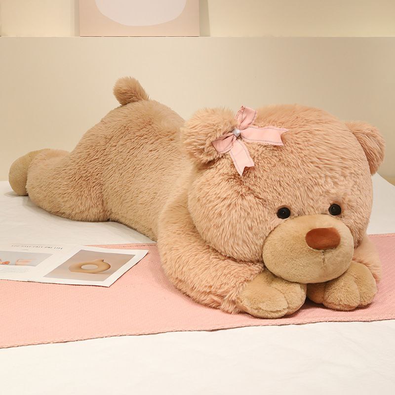 熊 ぬいぐるみ 縫いぐるみ 抱き枕 特大 ねそべり くま テディベア もこもこ 気が大きい 添い寝枕 癒し系 愛くるしげ シュロの葉 ふわふわ 御前上等手当たり 御休み座布団 睡眠時間枕 遊び道具 生まれ落ちる日 差し上げ物 贈