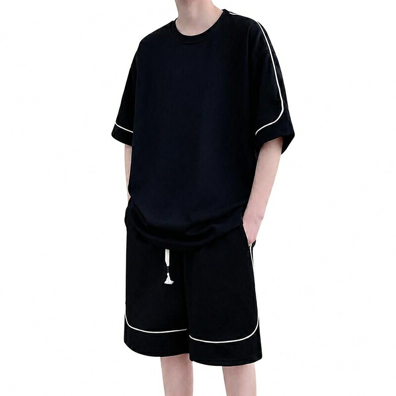 セットアップ メンズ 夏 半袖 Tシャツ ショートパンツ 上下セット ワッフル調 凹凸生地 カジュアル ゆったり さらさら 吸汗速乾 スポーツウェア 部屋着 運動着｜FUKUOKA ストアサービス