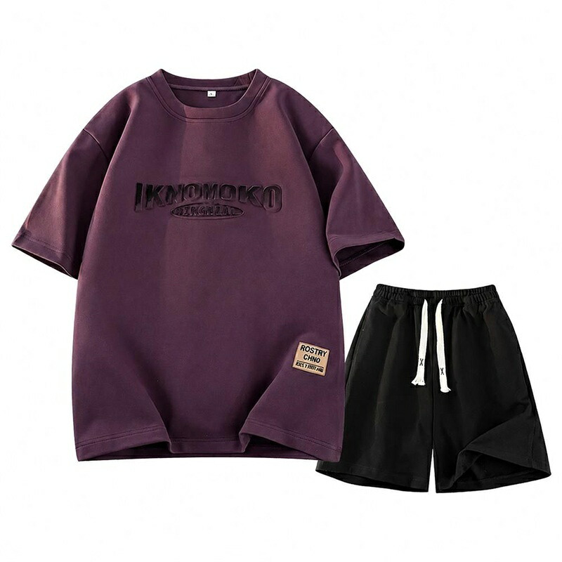 セットアップ メンズ 半袖 Tシャツ ハーフパンツ 上下セット ゆったり 夏 ビッグシルエット 丸首 五分袖 ショートパンツ 部屋着 スポーツ｜FUKUOKA ストアサービス