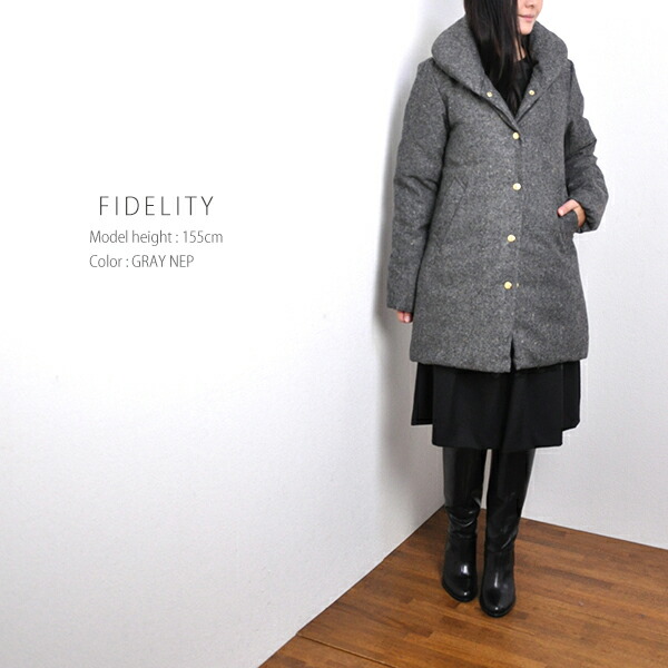 楽天市場 30代 40代 ファッション コーディネートfidelity フィデリティウールネップダウンジャケット Down Coat Wool Paternf14fo 29ptsf 6356レディース ダウン ミディアム ロング ショート コート Chouquetteシュケットレディース服