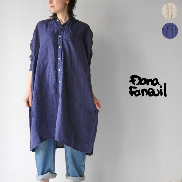 楽天市場 30代 40代 ファッション コーディネート 送料無料 リネンワンピース ワンピース レディース チュニック 麻100 長袖 日除け リネン 日本製 Dana Faneuil D ダナファヌル Chouquetteシュケットレディース服