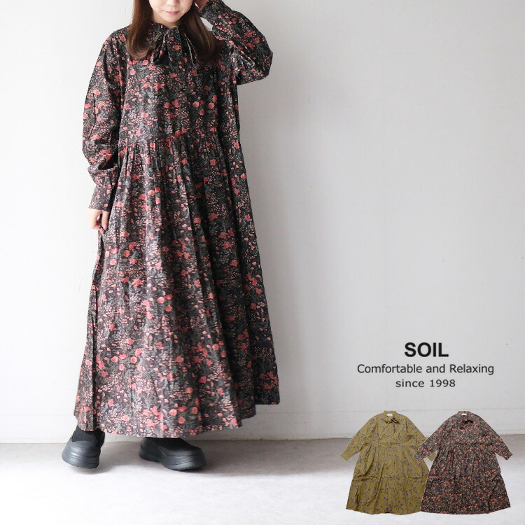 soil ワンピース soil 服 ソイル ワンピース SOIL ソイル 60s CAMBRIC FLOWER PRINT TAI GATHER FLY FRONT PULLOVER DRESS NSL25593 フラワー プリント タイ ギャザー フライ フロント プルオーバー ドレス ギフト プレゼント ランキング|Chouquetteシュケットレディース服