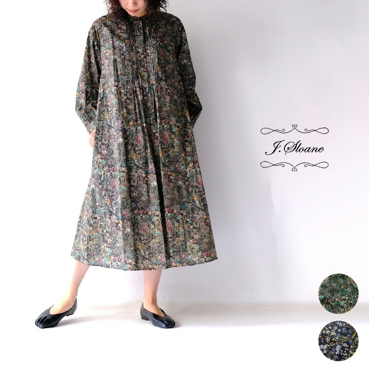 J Sloane ジェイスローアン 21aw 秋冬 送料無料 リバティ ピンタック ワンピース Syロングワンピ 長袖 Liberty Primavera プリマベーラ Wild Flowers ワイルドフラワーズ 日本製30代 40代 大人 女性 レディース ファッション Gamerzos Com