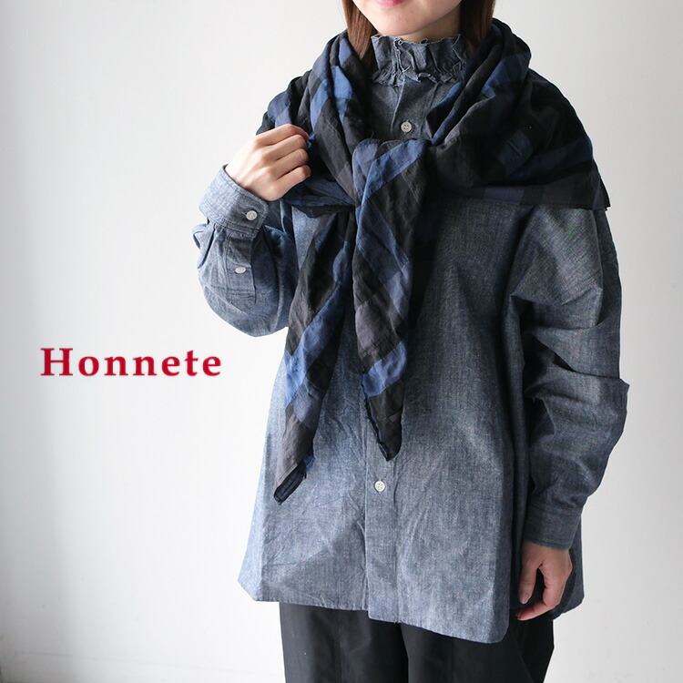 【LINE登録で500円オフクーポン】 Honnete オネット【2026SS 春夏】 【再入荷】 Wide Stole_Shirring Check ワイドストール シャーリングチェック HO-26SS AC1CK 母の日ギフト2026 プレゼント ランキング 12,672円