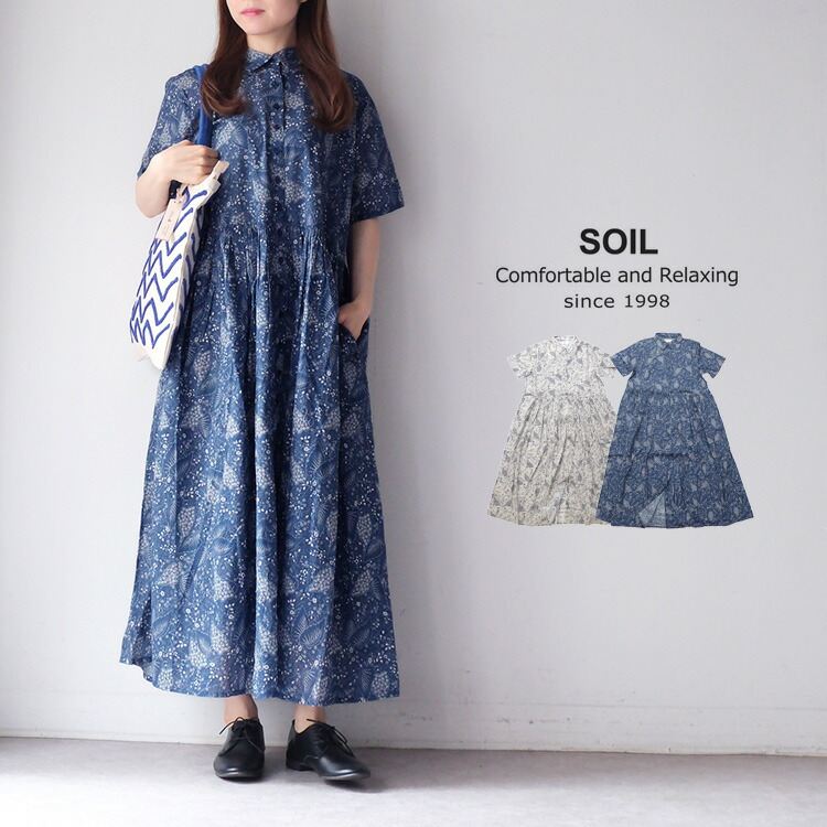 soil ワンピース soil 服 ソイル ワンピース SOIL ソイル リーフ フラワー プリント レギュラーカラー ドレス ワンピース NSL26063 80s VOILE LEAF & FLOWER PRINT REGULAR COLLAR S/SL DRESS 花柄 半袖 ギフト プレゼント ランキング|Chouquetteシュケットレディース服