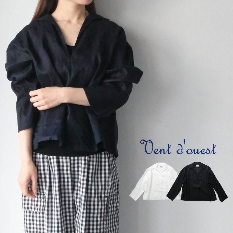 【20%OFF SALE/セール】 麻100 リネンブラウス レディース 夏 Vent d'ouest ヴァンドウェスト リネン キャンバス エアフロー セーラー ブラウス VE19605 大人カジュアル 日本製 透け感あり 【2026SS 春夏】 ギフト プレゼント ランキング|Chouquetteシュケットレディース服