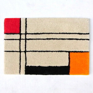 【サイズ変更可能】【Mid-Century MODERN】オーダーラグマット No31・スクエア・no31・ホワイト・400x600mm｜STITCH JAPAN ONLINE STORE