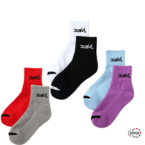楽天市場 X Girl エックスガール Logo 2p Socks ショート丈ソックス 2枚セット 靴下 レディース Xgirl 正規販売店 Stitch04