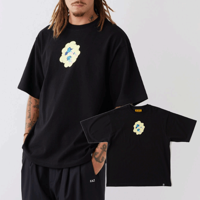F.A.T. N.T. \"RAIUN\" F32610-TS01 メンズ ヘビーオンスTシャツ 黒 半袖Tシャツ グラフィック プリント ショートスリーブ エフエーティー FAT エフエイティー 正規取扱店