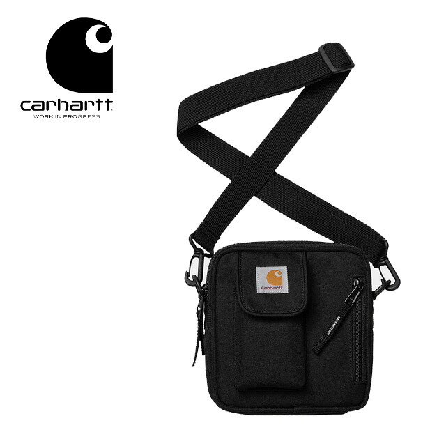 carhartt WIP ESSENTIALS BAG, SMALL I031470- エッセンシャルバッグスモール かばん ショルダー 容量1.7L ワンポイント 無地 ブラック 撥水 小さめ バッグインバッグ 24春夏 アウトドア レジャー カーハート ダブリューアイピー 正規取扱店【商品代9,460円＋送料660円】｜STiTCH2004