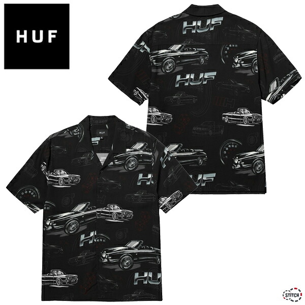 【SALE 35%OFF 定価16,500円】 HUF DROP TOP RESORT SHIRT BU00181 ドロップ トップ リゾート シャツ 半袖 柄シャツ クロ ショートスリーブ ブランド メンズ 総柄 ボタンダウン プリント ハフ 正規取扱店